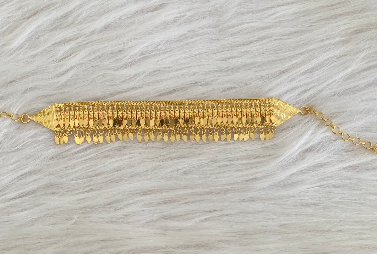 Gold tone kerala style elakka thali choker necklace dj-55023