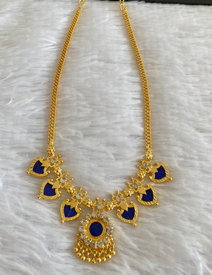 Gold tone white-blue palakka necklace dj-53058