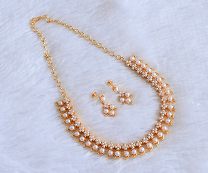 Gold tone pearl mango necklace set dj-53038