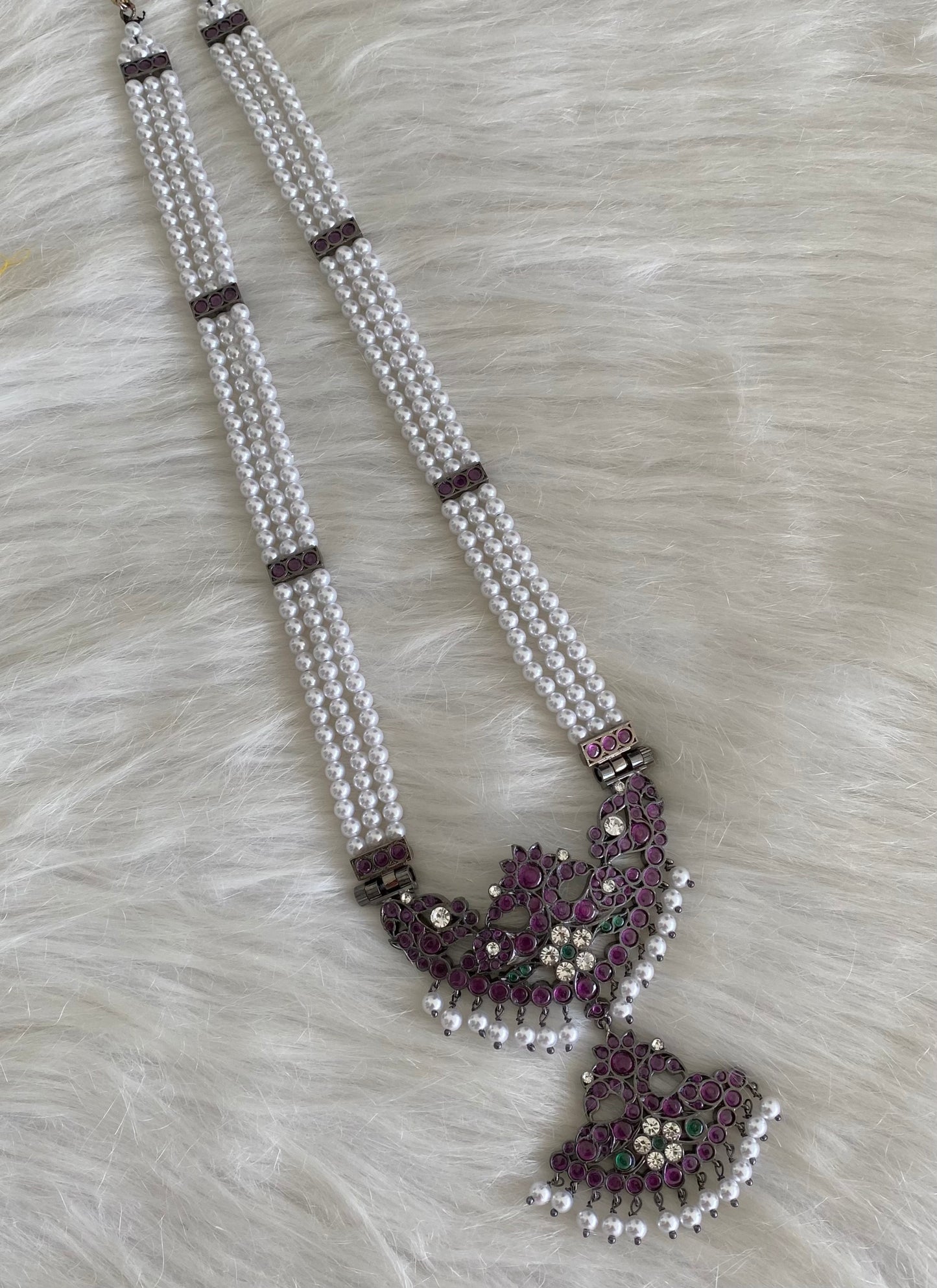 Black finish AD precious kemp-green-white pearl peacock haar dj-54682