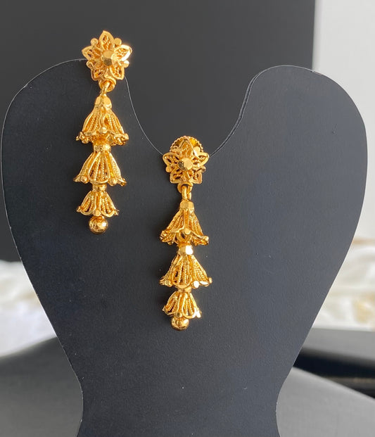 Gold tone flower screw back  step jhumkka- dj52895