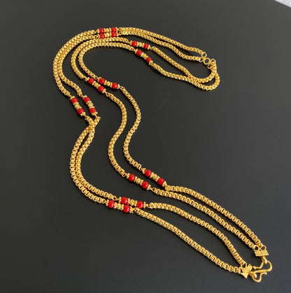 Gold tone double layer coral chain dj-54976