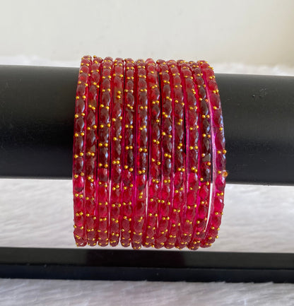 Set of 12 magenta pink glass bangles(2.8) dj-52817