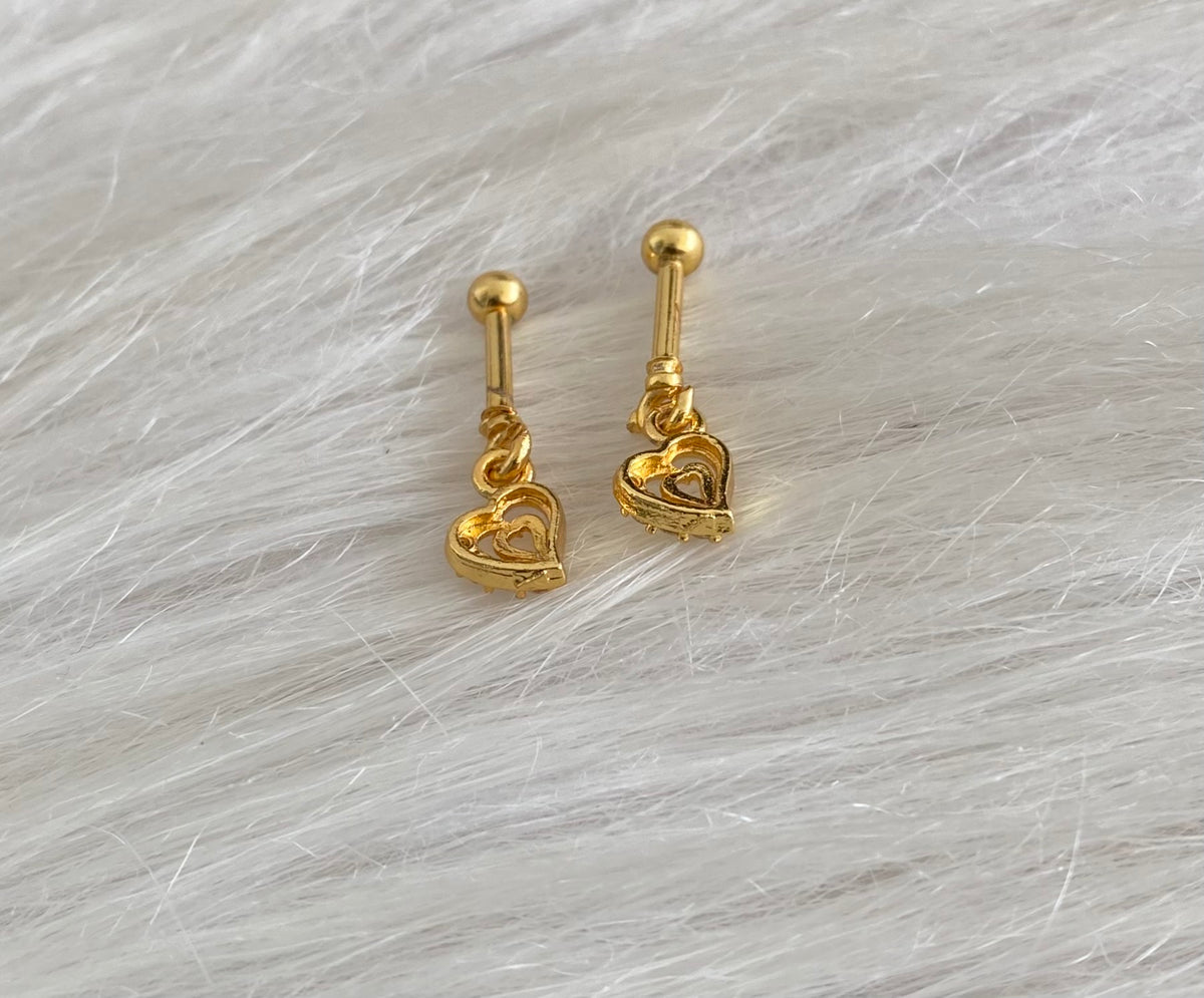 Gold tone cz white stone bugadi screw earrings dj-55122