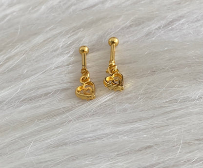 Gold tone cz white stone bugadi screw earrings dj-55122