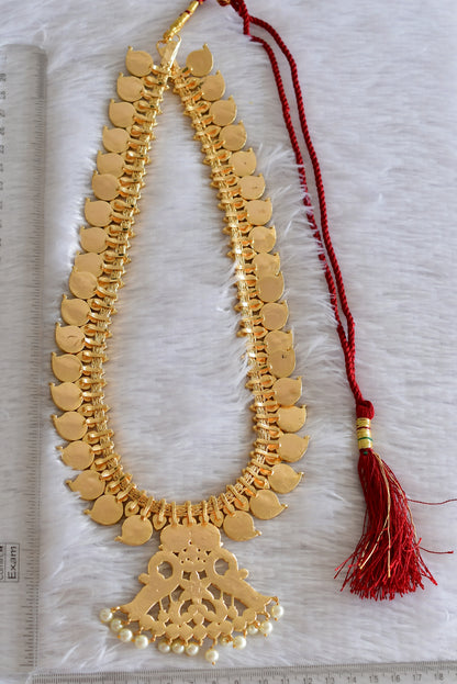 Gold tone precious kemp-white pearl mango peacock haar dj-51701