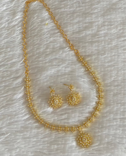 Gold tone cz white stone necklace set dj-54336