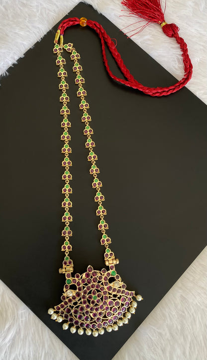 Gold tone precious kemp-green peacock pearl haar dj-53359