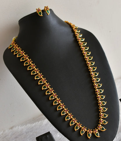 Matte finish pink-green peacock mango haar set dj-52437