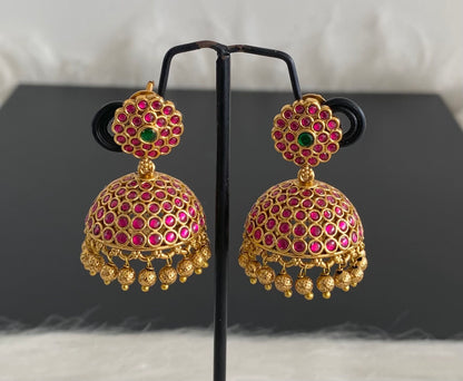 Antique gold tone kemp-green stone jhumkka dj-54623