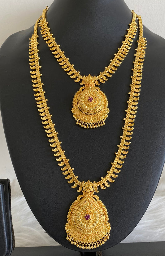Gold tone ruby stone mango combo set dj-54284