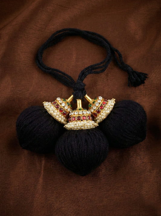 Gold tone kemp-green pearl kuppulu (Hair accessory) dj-52763