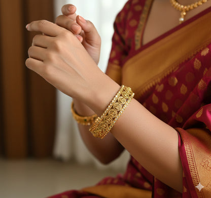 Matte finish white stone lakshmi coin bangles(2.6) dj-50942