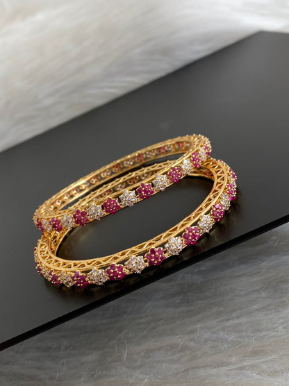Gold tone ruby white stone nakshatra bangles(2.10) dj-55153