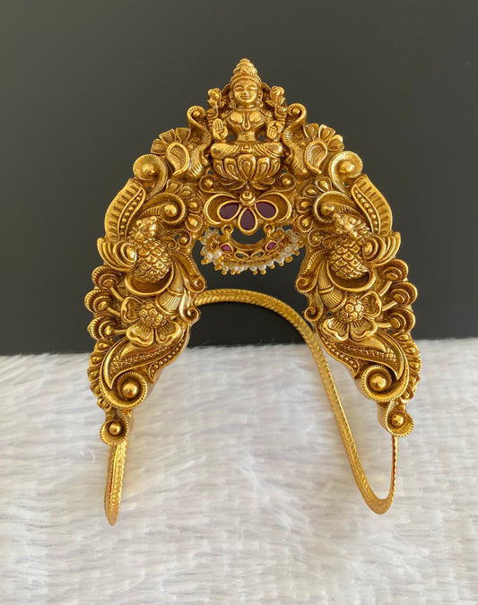 Antique gold tone kemp-green-pearl lakshmi peacock elephant vanki/bajuband dj-53004