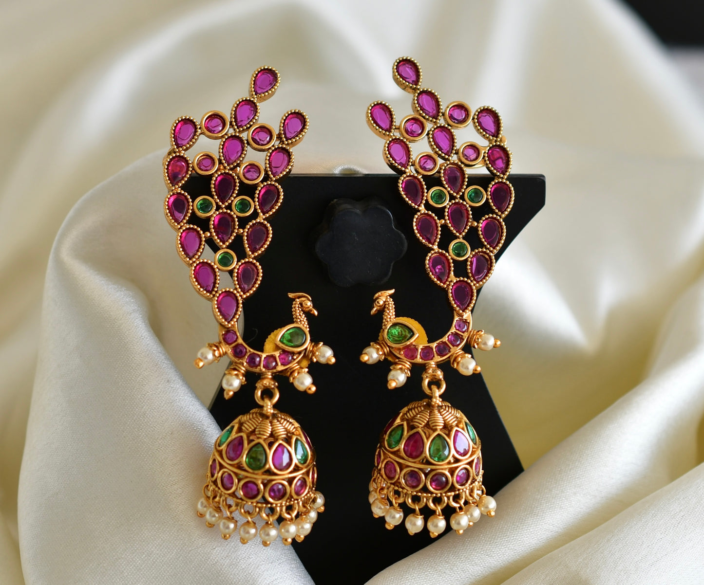 Matte finish kemp-green-pearl peacock khanpool jhumkka dj-52560