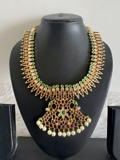 Gold tone precious kemp pearl peacock necklace dj-52002