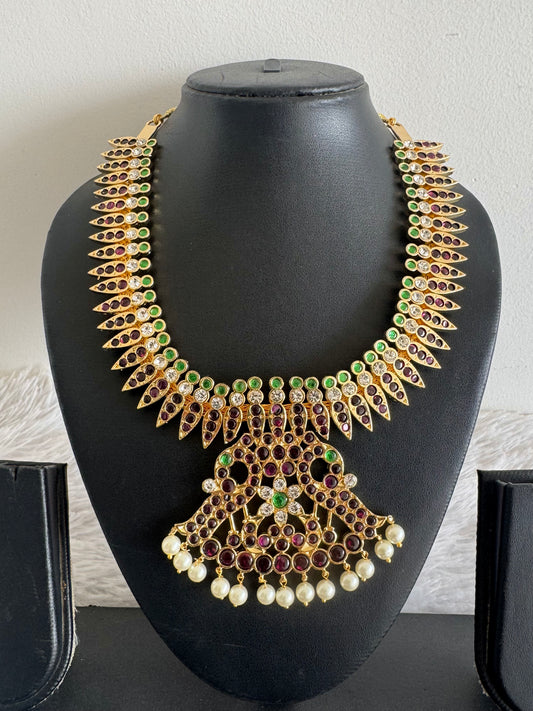Gold tone precious kemp pearl peacock necklace dj-52002