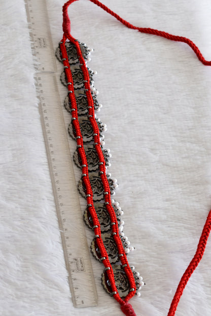 Black finish precious kemp-green-white pearl Ma Lakshmi waist band dj-52273