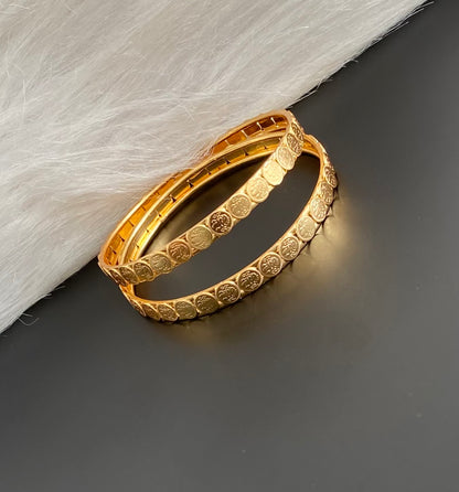 Gold tone lakshmi coin bangles(2.8) Dj-55182