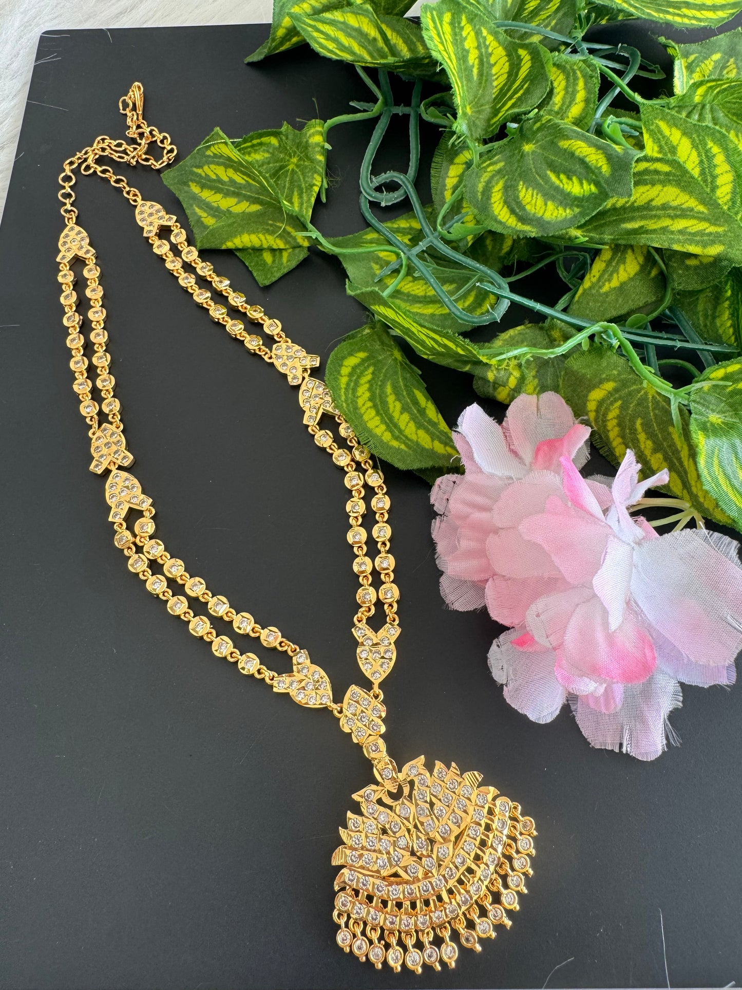 Gold tone AD white swan double layer short haar dj-51189