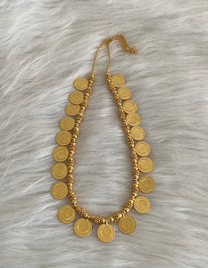 Gold tone pink stone lakshmi coin short haar dj-54490