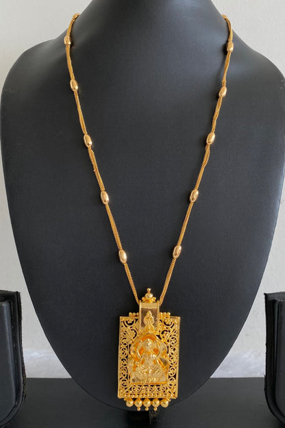 Gold tone 24 inches chain with lakshmi pendant dj-54360