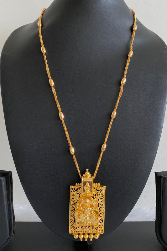 Gold tone 24 inches chain with lakshmi pendant dj-54360