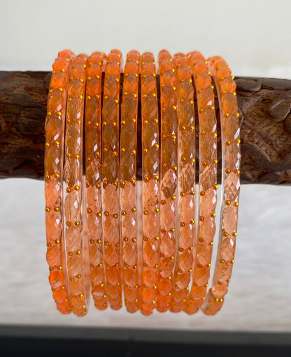 Set of 10 orange glass bangles(2.6) dj-52873
