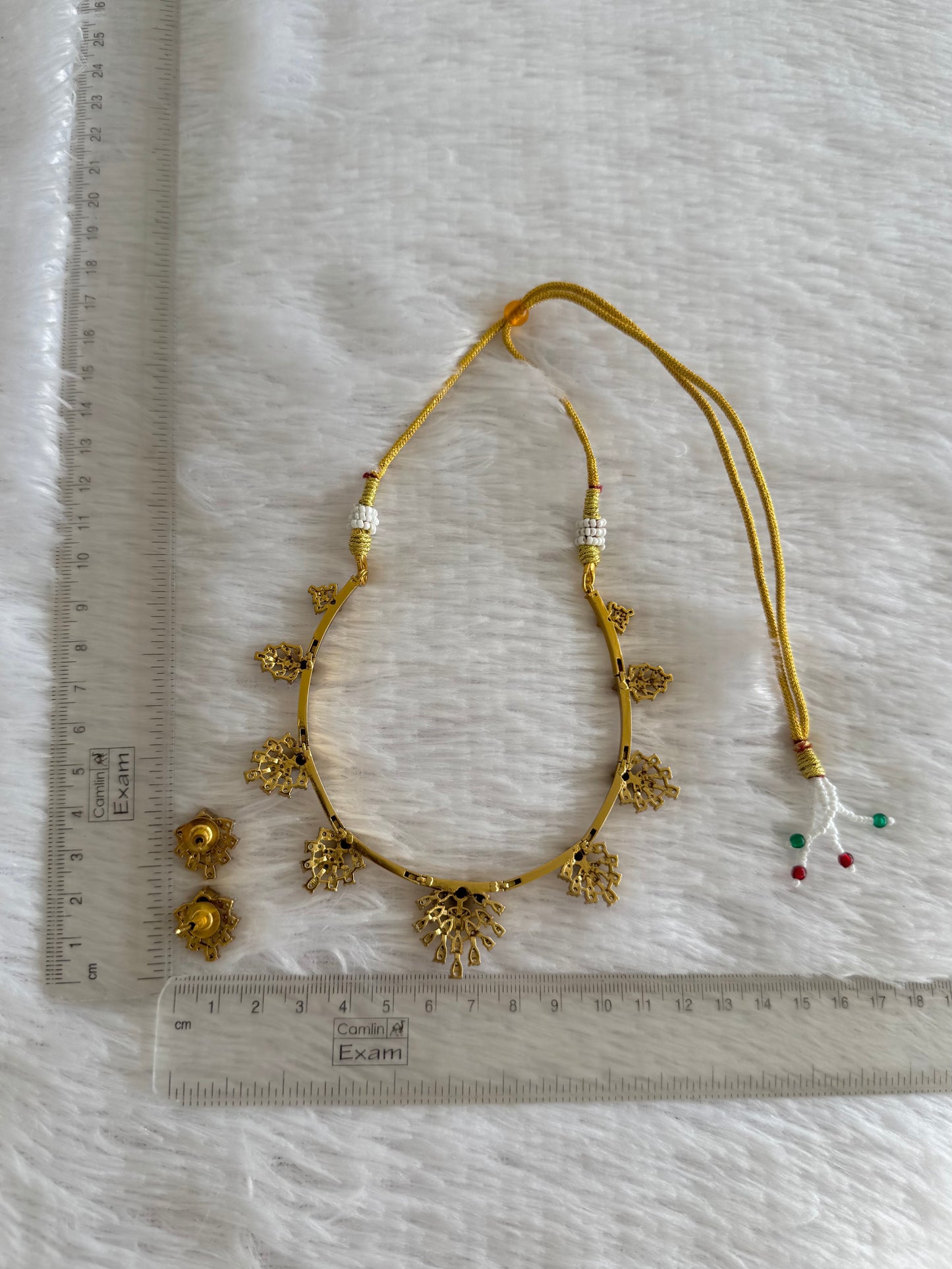 Matte finish cz white-purple kanti necklace set dj-52114