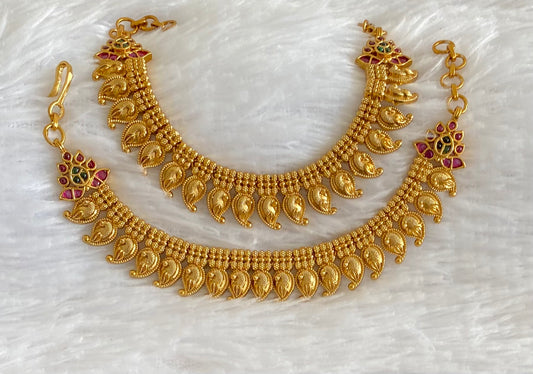 Antique gold tone peacock mango ear side chain dj-54048