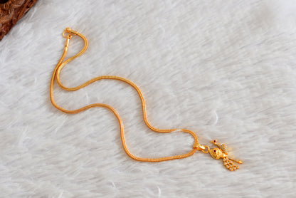 Gold tone 18 inches chain with pink-white stone vel-mayil pendant dj-51905