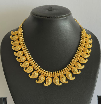 Matte gold tone kerala style mango necklace dj-51658