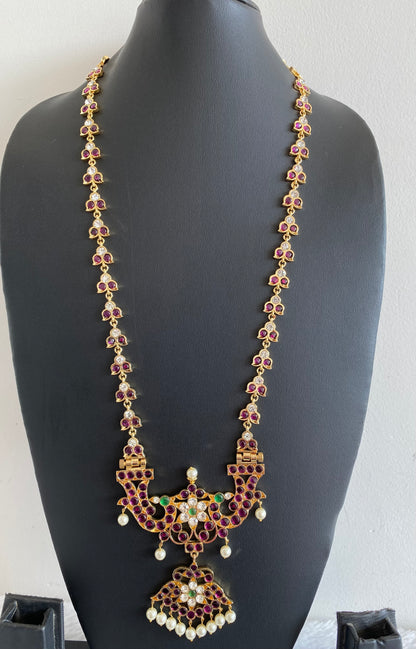 Gold tone precious kemp-green-white pearl peacock haar Dj-52909
