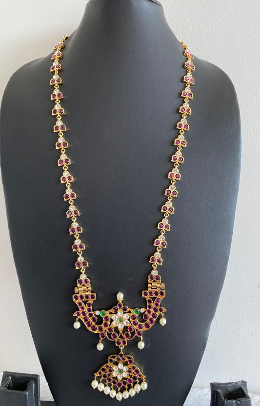 Gold tone precious kemp-green-white pearl peacock haar Dj-52909