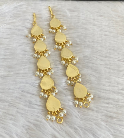 Gold tone precious kemp-white pearl ear side chain dj-53369