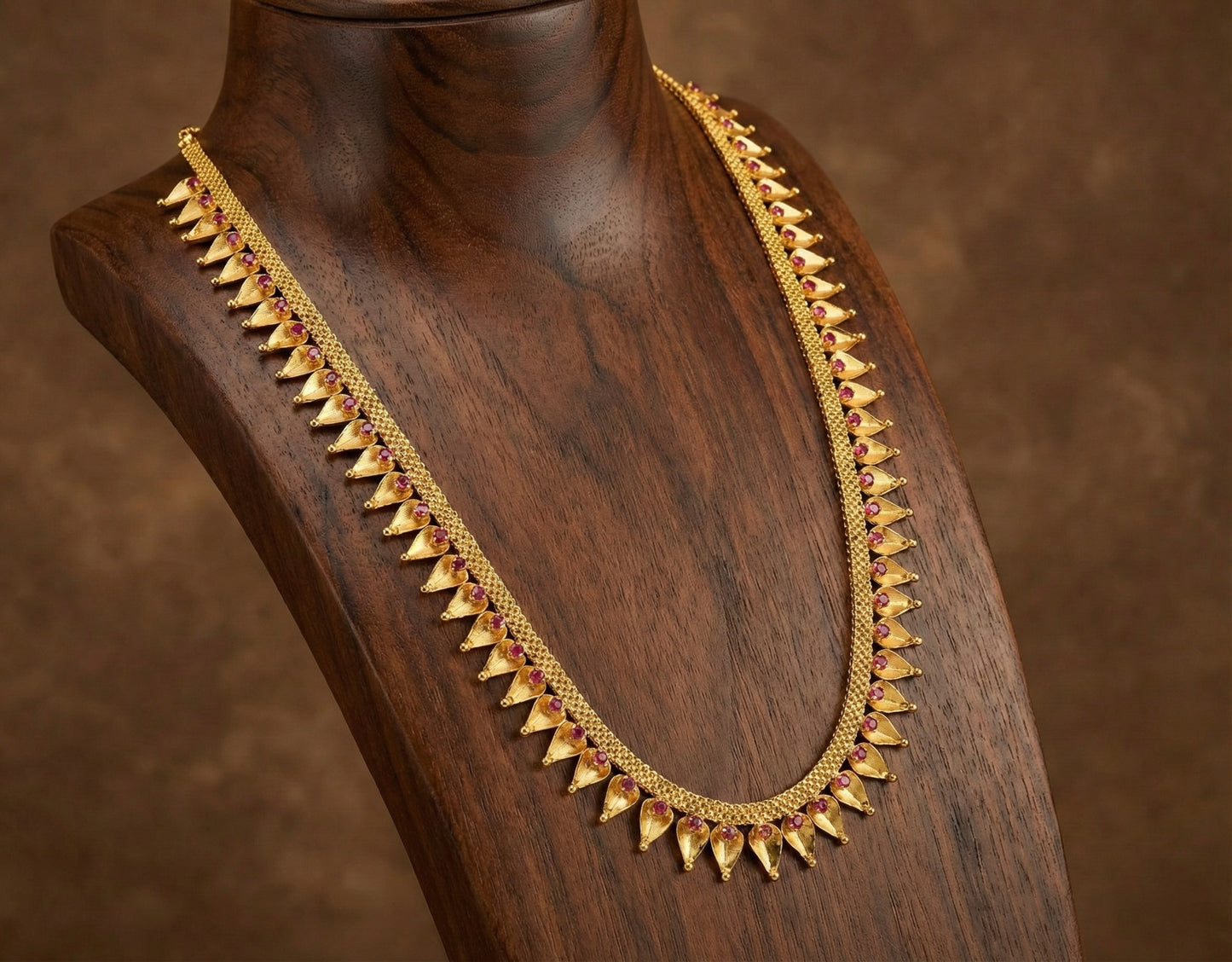 Gold tone ruby thali kootam haar dj-30728