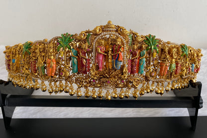 Matte finish srinivasa kalyana with meenakari work bridal set dj-53137