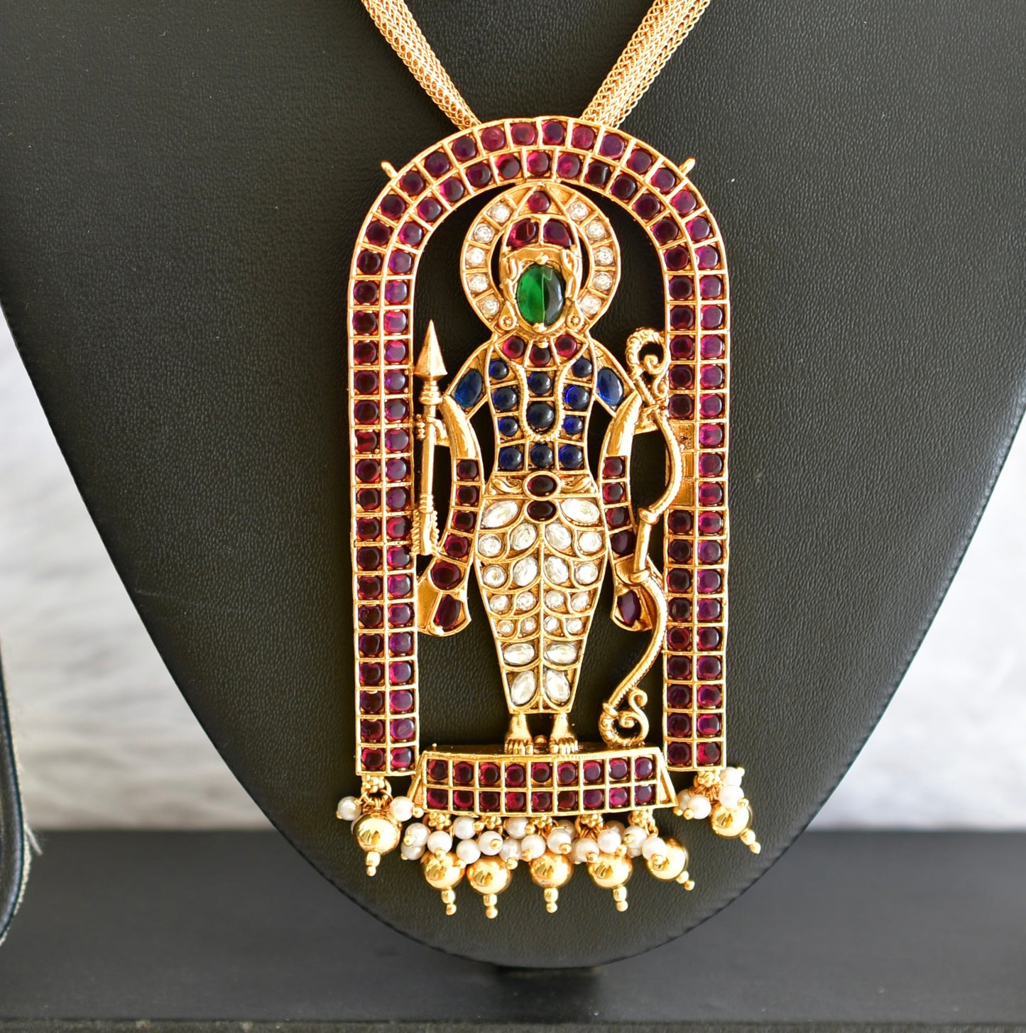 Matte finish kemp-green-blue big Ramlalla pendant necklace dj-51811