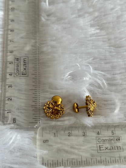 Matte finish white lakshmi round stud/earrings dj-51582