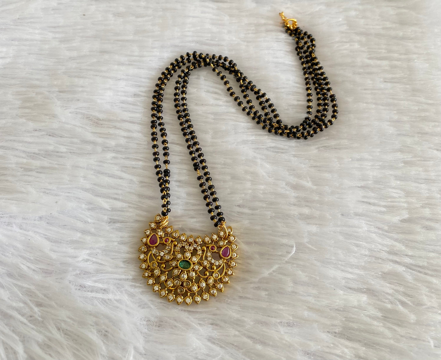 Gold tone 18 inches karimani chain with peacock moon pendant dj-53609