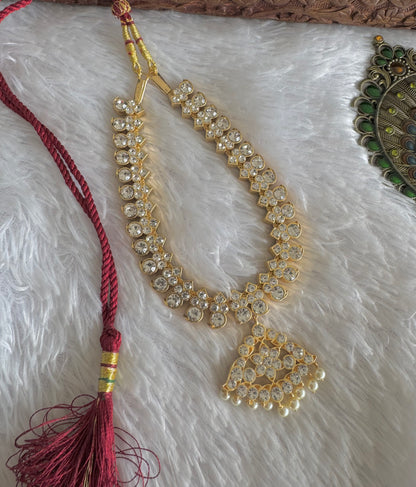 Gold tone precious kemp-green-white reversible mango necklace dj-51473