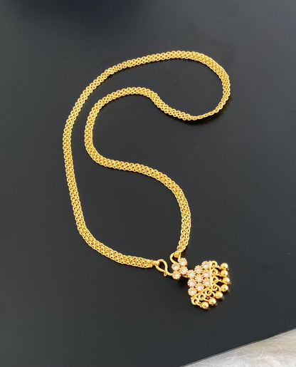 Gold tone 18 inches chain with white stone pathakkam pendant dj-54905