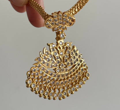 Gold tone south indian AD white swan attigai/necklace dj-51740
