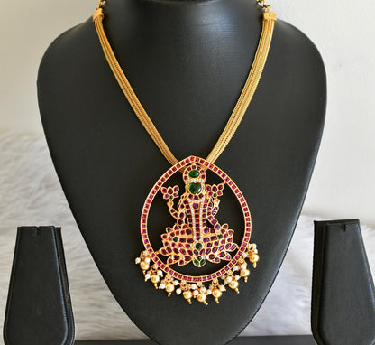 Matte finish kemp-green big Ma Lakshmi pendant necklace dj-51812