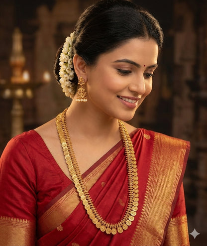 Matte finish lakshmi coin haar set dj-52436