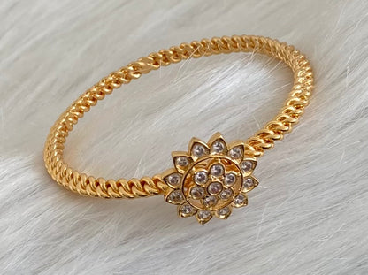 Gold tone AD white stone flower kada/bangle(2.4) Dj-53879