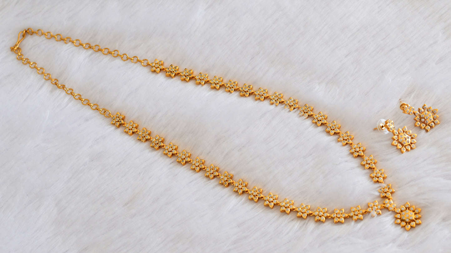 Antique gold tone white flower short haar set dj-53339
