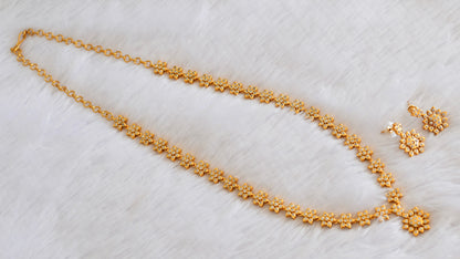 Antique gold tone white flower short haar set dj-53339