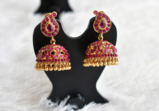 Antique gold tone kemp mango peacock jhumkka dj-51871